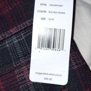 Liverpool Womans Black/Red Tartan Plaid Gia Glider Pull On Jeans